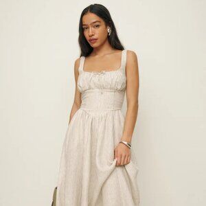 NEW Reformation Balia Linen Dress Size 2 Sandy Stripe (SOLD OUT)